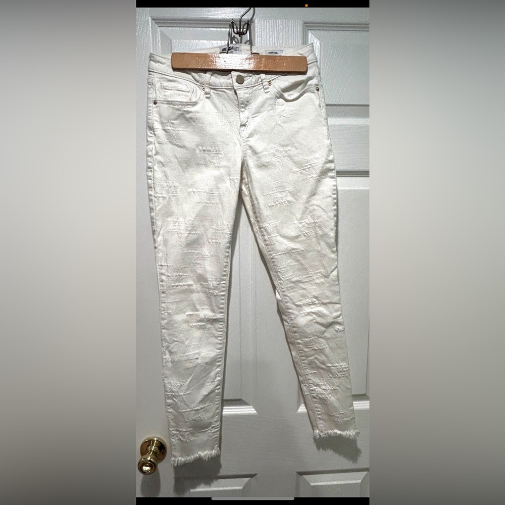 William Rast white star Size 26 skinny ankle cropped raw hem stretch jeans pants